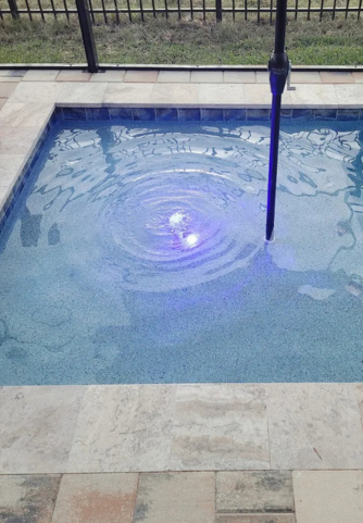 Blue LED Lights and jets on pool sun shelf