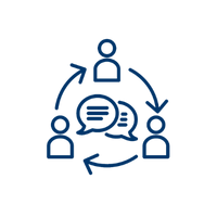 Communication Emblem with People and word bubbles