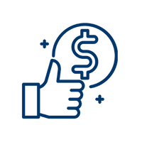 Money emblem with a thumbs up and a dollar sign