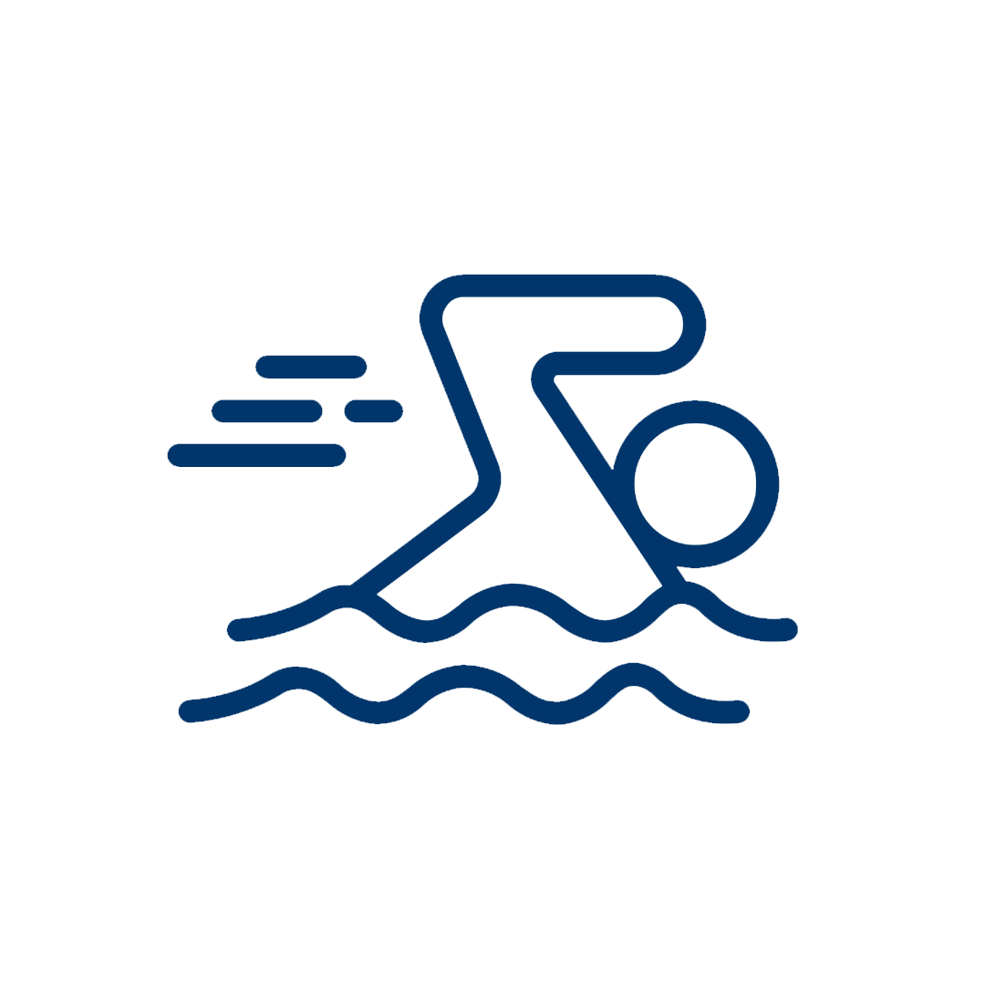 Stick figure swimming