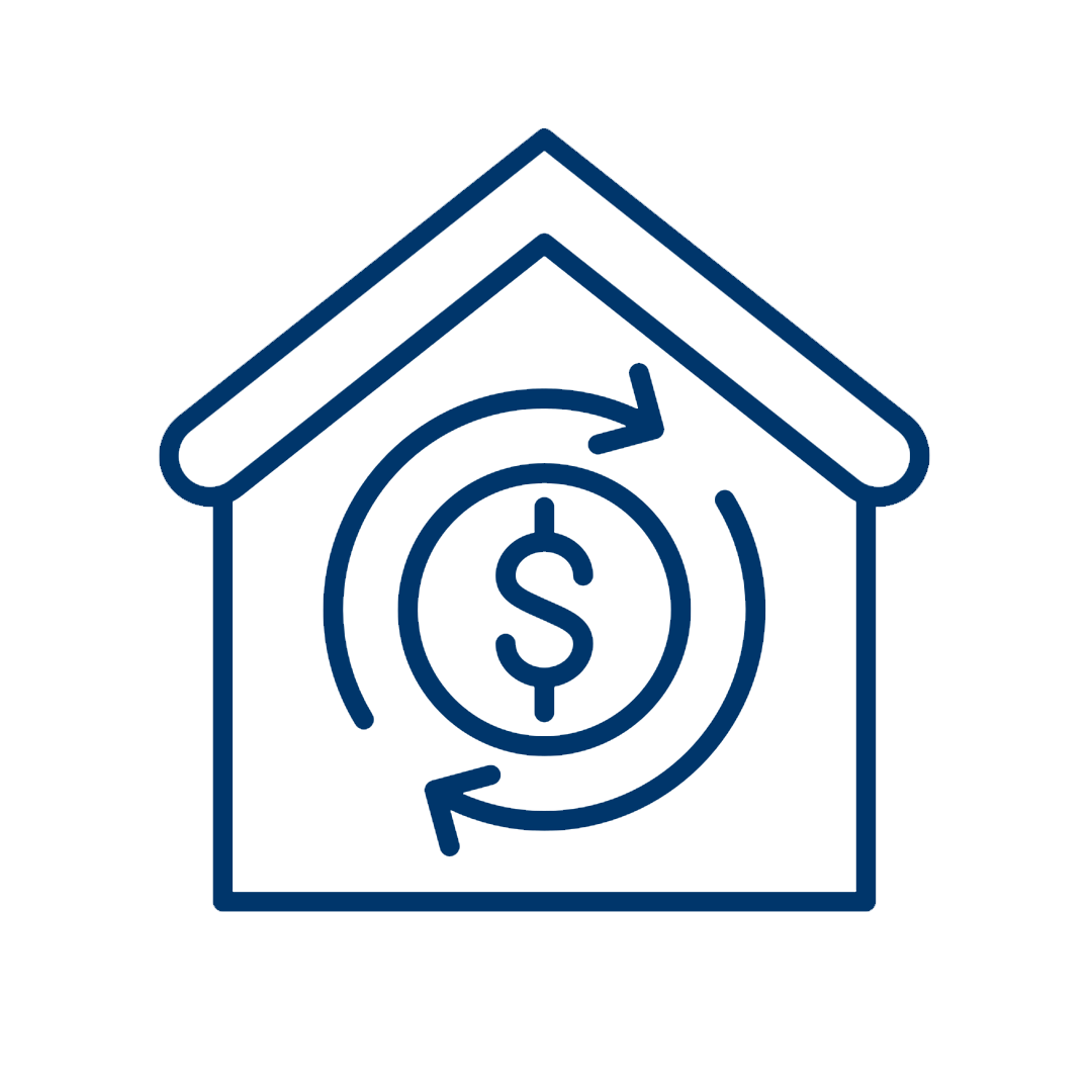 Dollar sign symbol in a house showing resale value