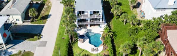 Drone shot of a pool near the coast of daytona beach