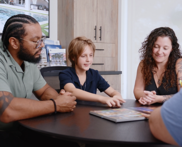 Family designing new pool