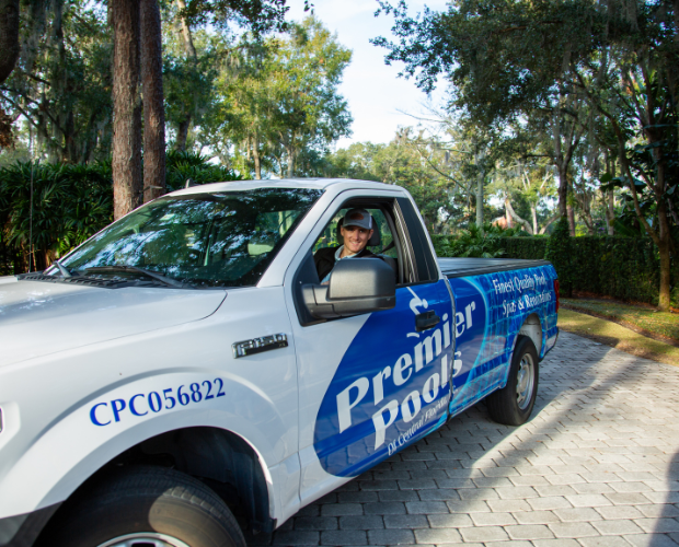 Evan in Premier pools truck