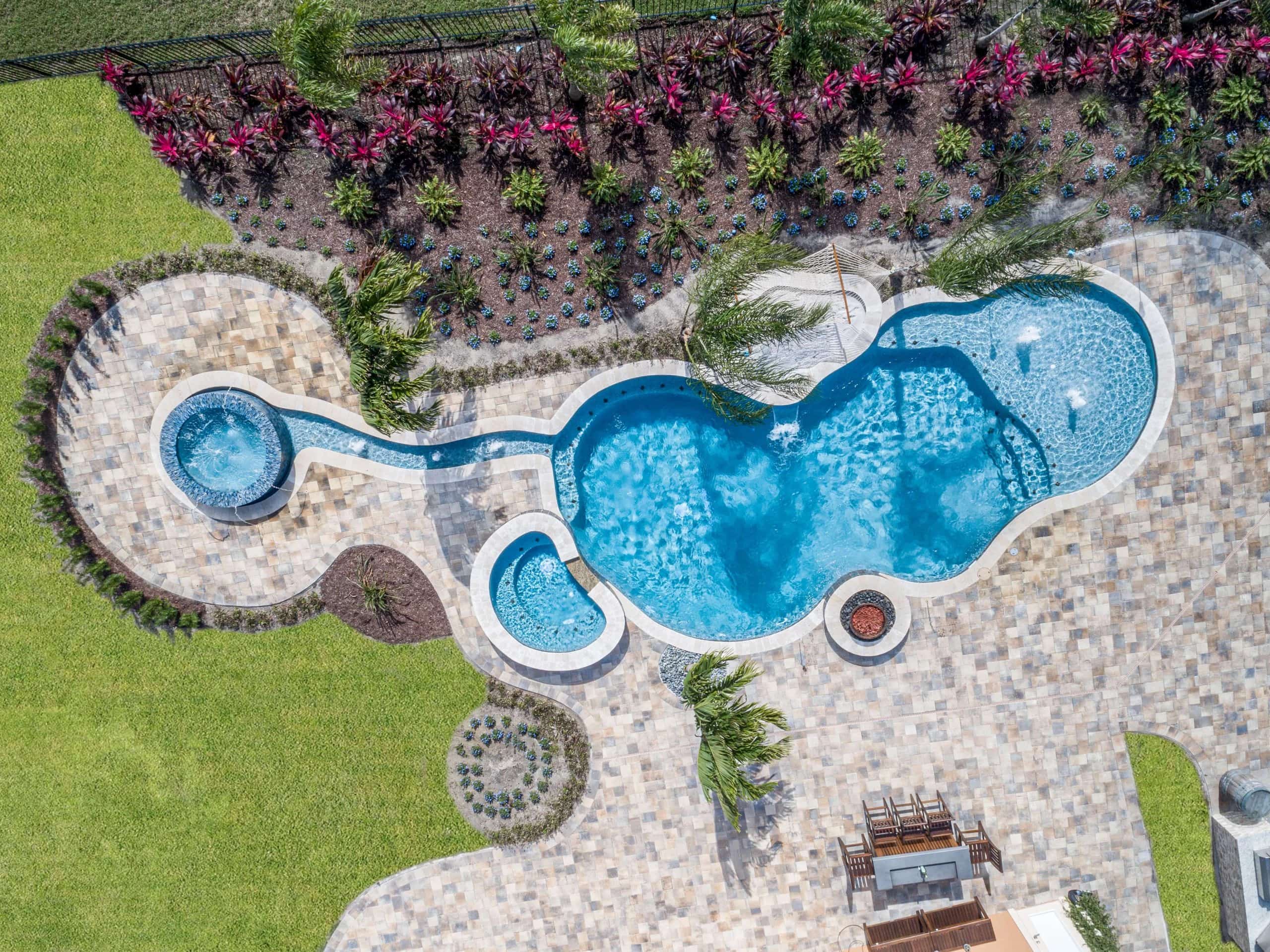 Premier Pools Freeform pool overhead video in Orlando Florida