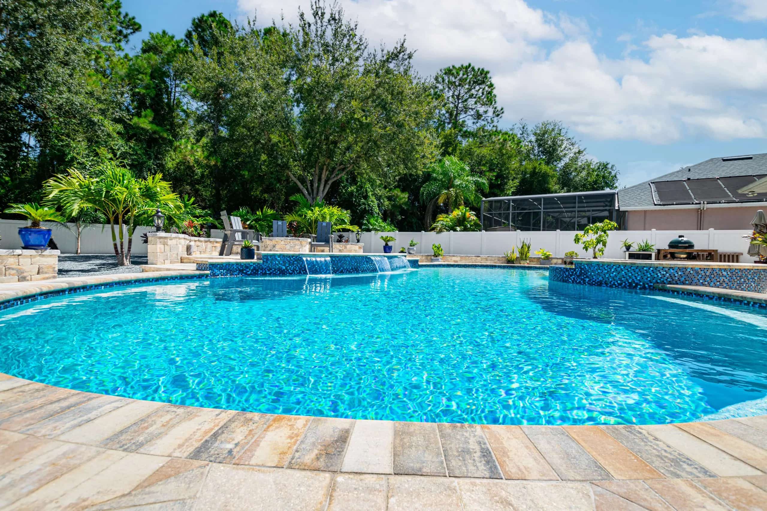 One of our new custom pools in The villages with water features