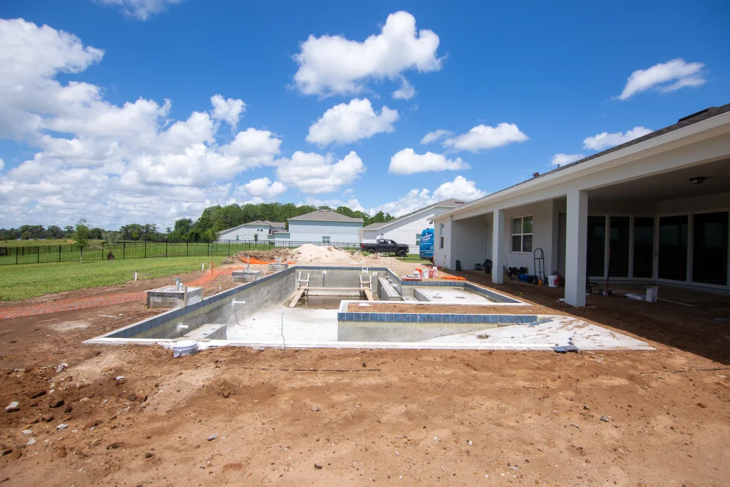 New pool construction in orlando midway through the project